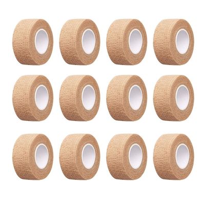 12pc-1 Inch Wide Skin Colour Elastic Self- Adhesive Bandage Finger Tape,Bandage Wrap for Wrist and Ankle,Chair and Table Legs to Reduce Friction and Noise
