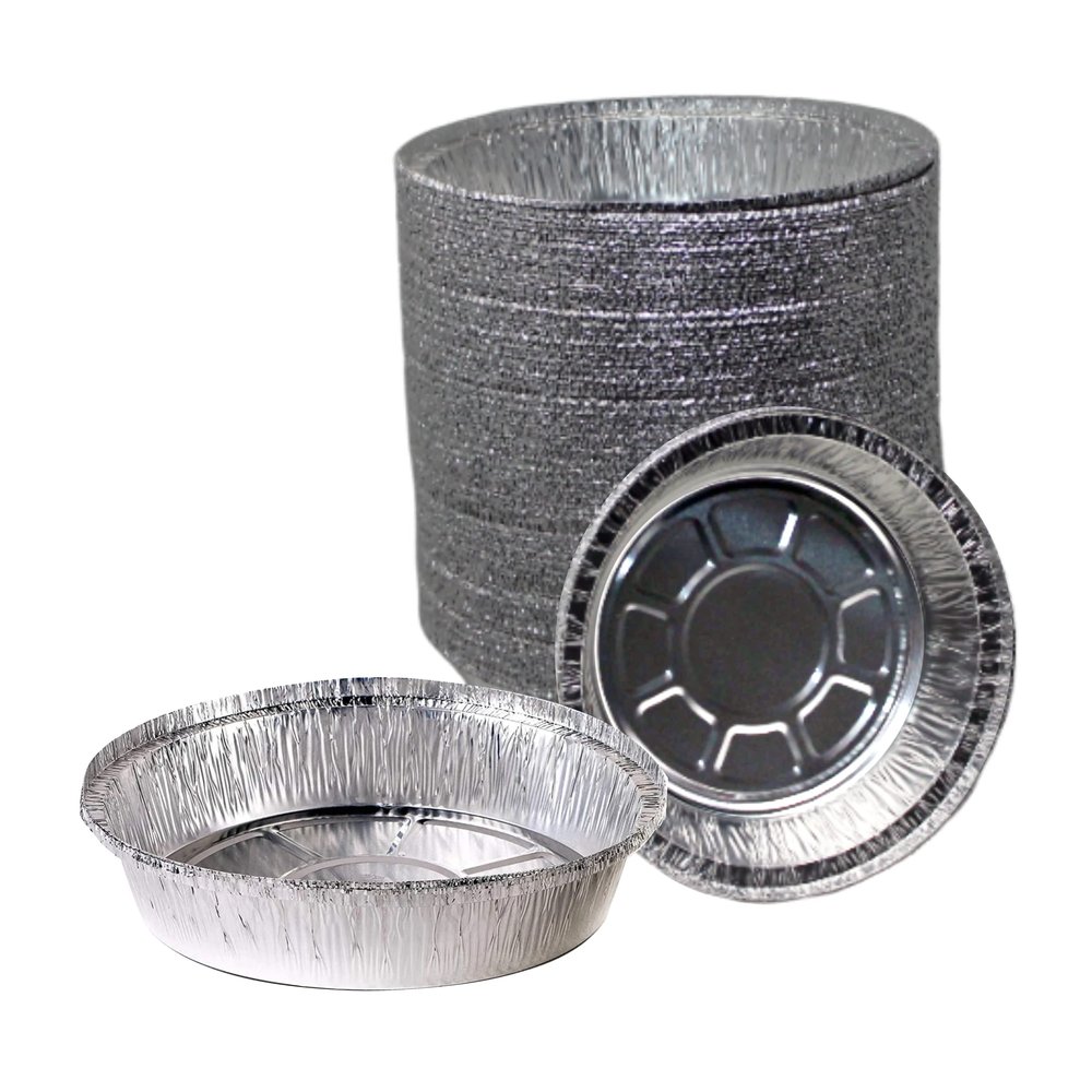 EcoQuality 6" Round Aluminum Foil Pans - Disposable Containers with Foldable Walls for Pie Baking, Cooking, Serving, Reheating, and Storing - Freezer and Oven Safe Tart Pan 250 Pack