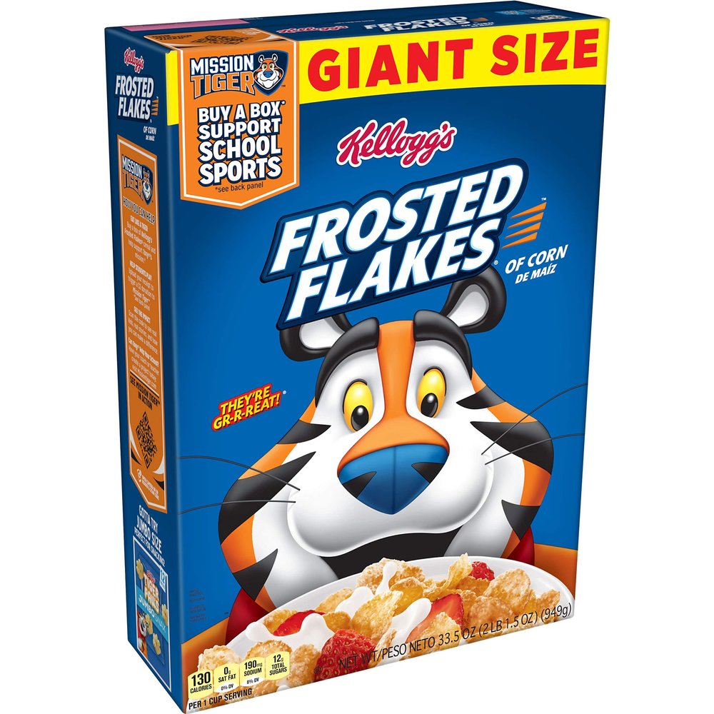 Kellogg's Frosted Flakes, Breakfast Cereal, Original, Giant Size, 33.5oz Box