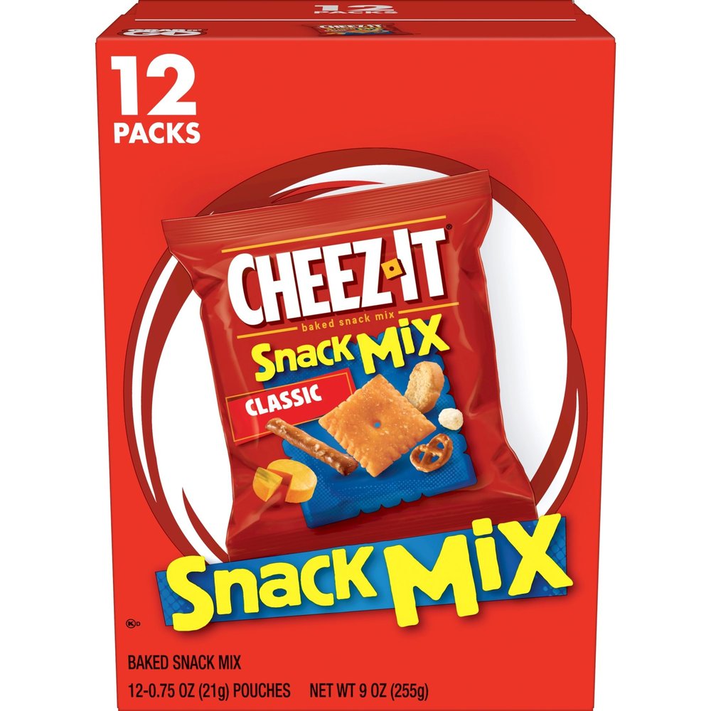 Cheez-It Snack Mix, Office and Kids Snacks, Classic, 9oz Box (12 Packs)