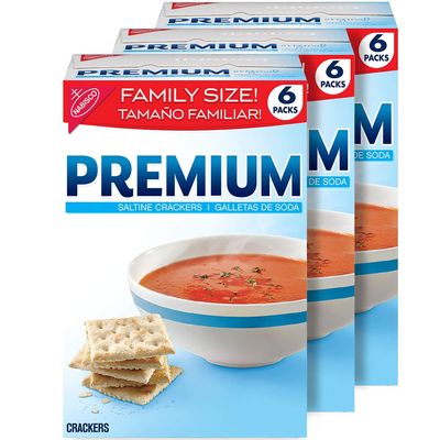 Premium Saltine Crackers, Family Size, 3 Boxes