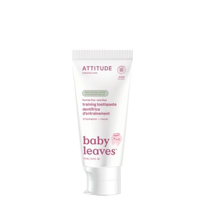Attitude Baby and Child Fluoride-Free Training Toothpaste, Naturally Derived Ingredients, Vegan, EWG Verified, Strawberry, 2.6 Oz