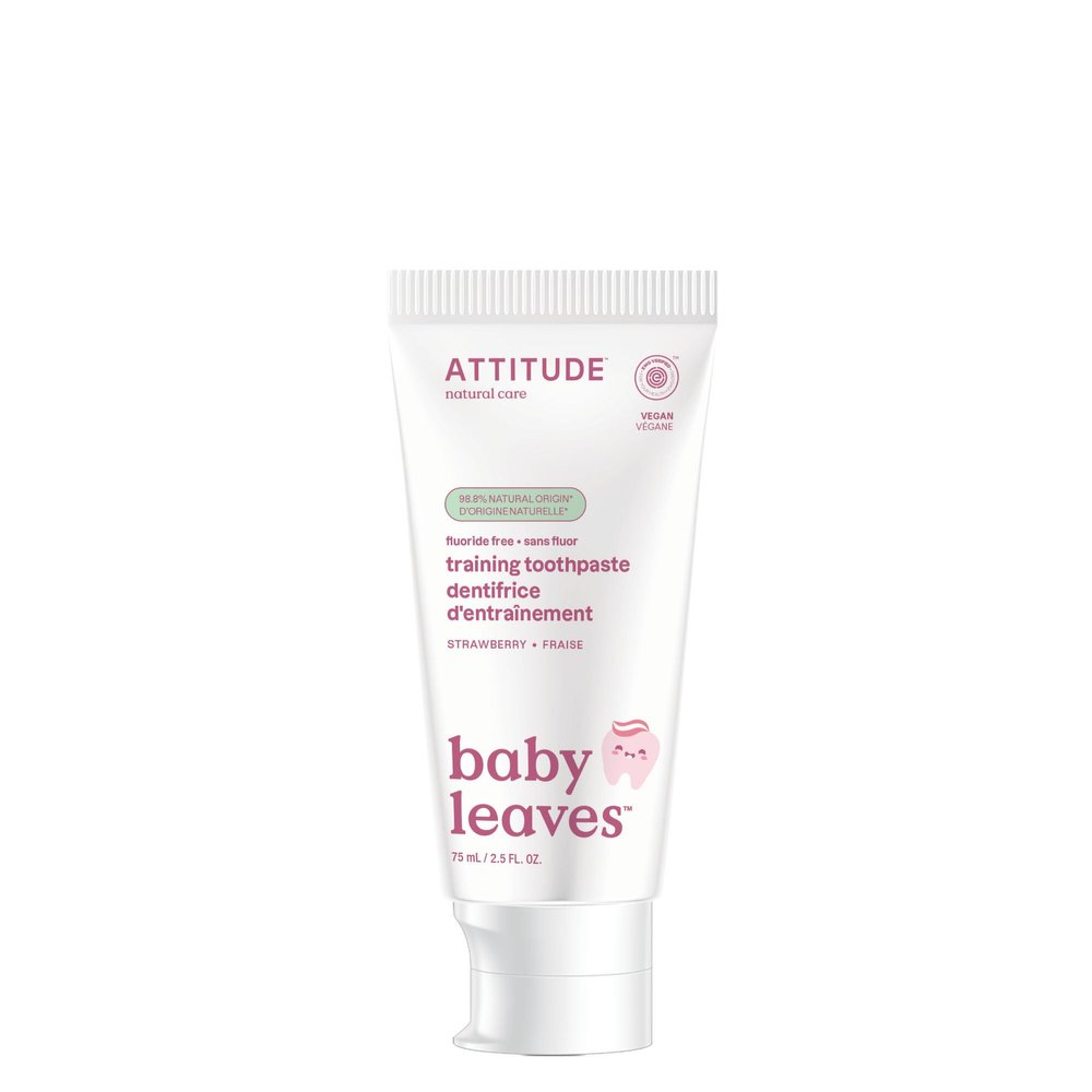 Attitude Baby and Child Fluoride-Free Training Toothpaste, Naturally Derived Ingredients, Vegan, EWG Verified, Strawberry, 2.6 Oz