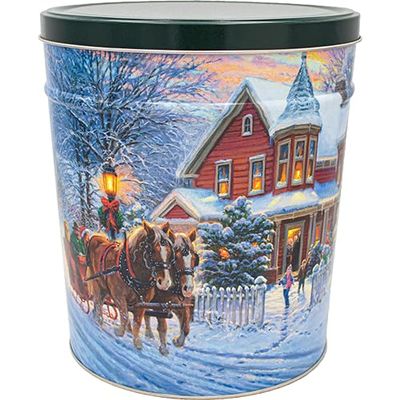 C.R. Frank Popcorn - Gourmet Popcorn Tin, 3.5 Gallon, Emerald Snowflakes (Butter, Cheese, and Caramel)