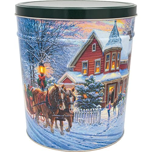 C.R. Frank Popcorn - Gourmet Popcorn Tin, 3.5 Gallon, Emerald Snowflakes (Butter, Cheese, and Caramel)