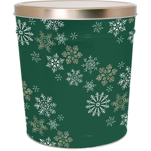C.R. Frank Popcorn - Gourmet Popcorn Tin, 3.5 Gallon, Emerald Snowflakes (All Cheese)