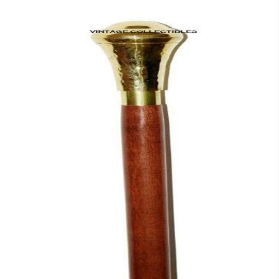 37 Brass Knob Handle Wooden Brown Decorative Walking Stick Beautiful Cane