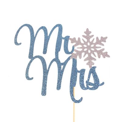 Atelier Elegance Mr and Mrs Cake Topper, Winter Wedding Cake Topper, Winter Bridal Shower Topper