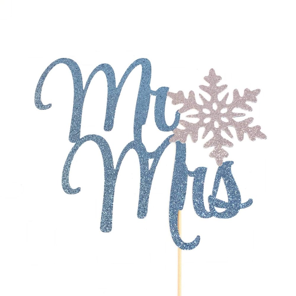 Atelier Elegance Mr and Mrs Cake Topper, Winter Wedding Cake Topper, Winter Bridal Shower Topper