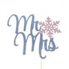 Atelier Elegance Mr and Mrs Cake Topper, Winter Wedding Cake Topper, Winter Bridal Shower Topper view 2