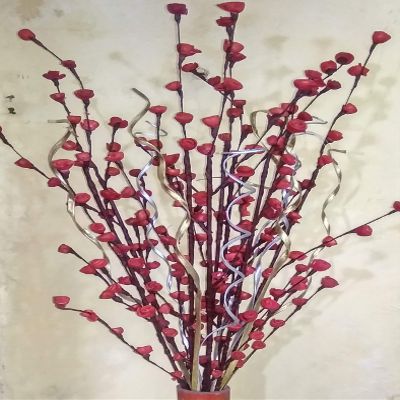 Bunch of Handmade Solapit Flowers and Dry Palm Leaves Filler, 60cm Bunch