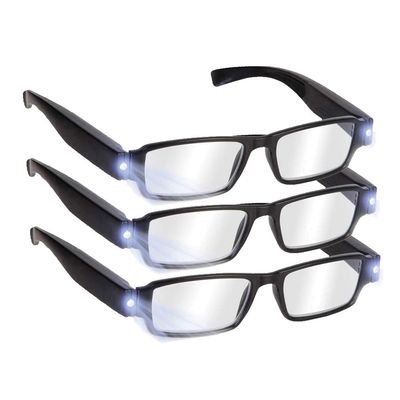 Reading Glasses with Light Bright LED Readers with Lights Reading Glasses Lighted Magnifier Nighttime Reader Compact Full Frame Eyewear Clear Vision Unisex Clear Vision Lighted Eye Glasses,+1.0