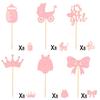 48 Pieces Baby Shower Cupcake Toppers for Girls Glitter Pink Baby Girl Food Picks Baby Shower Toothpicks for Girls Birthday Cake Decorations Party Favors Supplies view 3