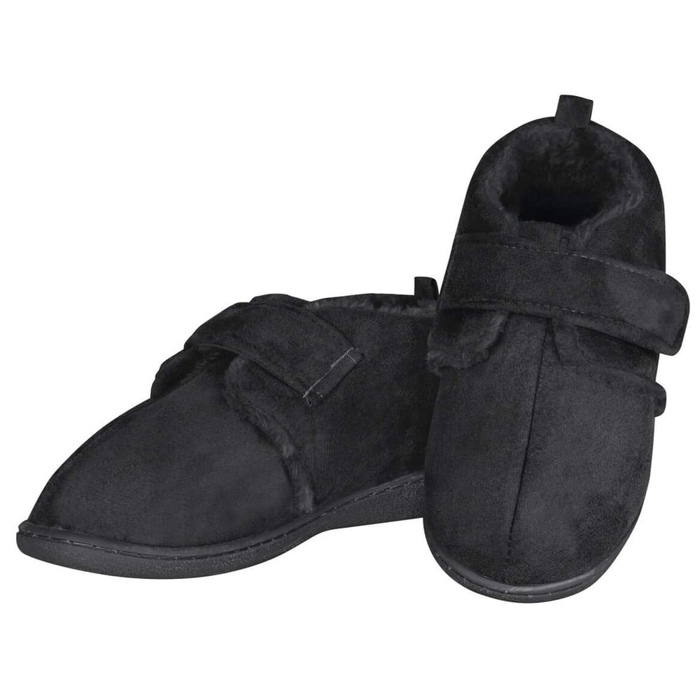 Dream Products Diabetic Comfort Slippers, Adjustable House Shoes, Black, Ladies Medium