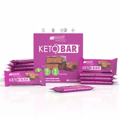 No Sugar Keto Bar Snack, Fudge Brownie, Low Carb Healthy Snack, 480g