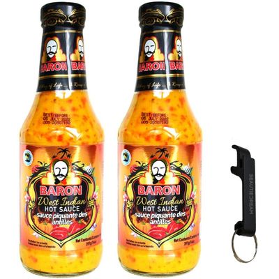 Baron West Indian Hot Sauce 14oz (397 g) 2-Pack  Product of St. Lucia  Curated & Packaged by ODatzGood