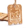 Summer-Ray 50pcs Personalized Wooden Treasure Chest Love is The Key to Happiness Wedding Bridal Shower Gift Tags view 1