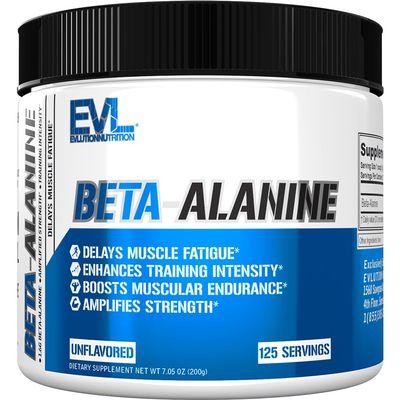Evlution Nutrition Beta-Alanine - Supports Muscle Endurance, Intense Training & Strength - 1.6g Pure Beta-Alanine Per Serving - Recovery - Dietary Supplement - Unflavored Powder - 125 Servings