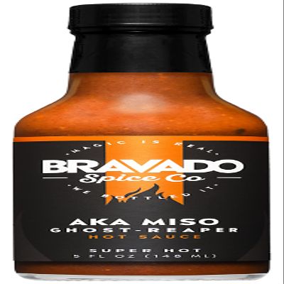 Aka Miso Ghost Reaper Hot Sauce By Bravado Spice FEATURED ON HOT ONES Gluten Free, Vegan, Low Carb, Paleo Hot Sauce All Natural 5 oz Hot Sauce Bottle Award Winning Gourmet Hot Sauce