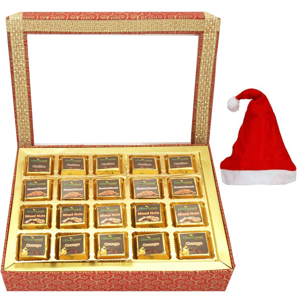Ghasitaram Gifts Christmas Gifts Christmas Chocolates 20 pcs Assorted Chocolates 300 GMS Hamper Box