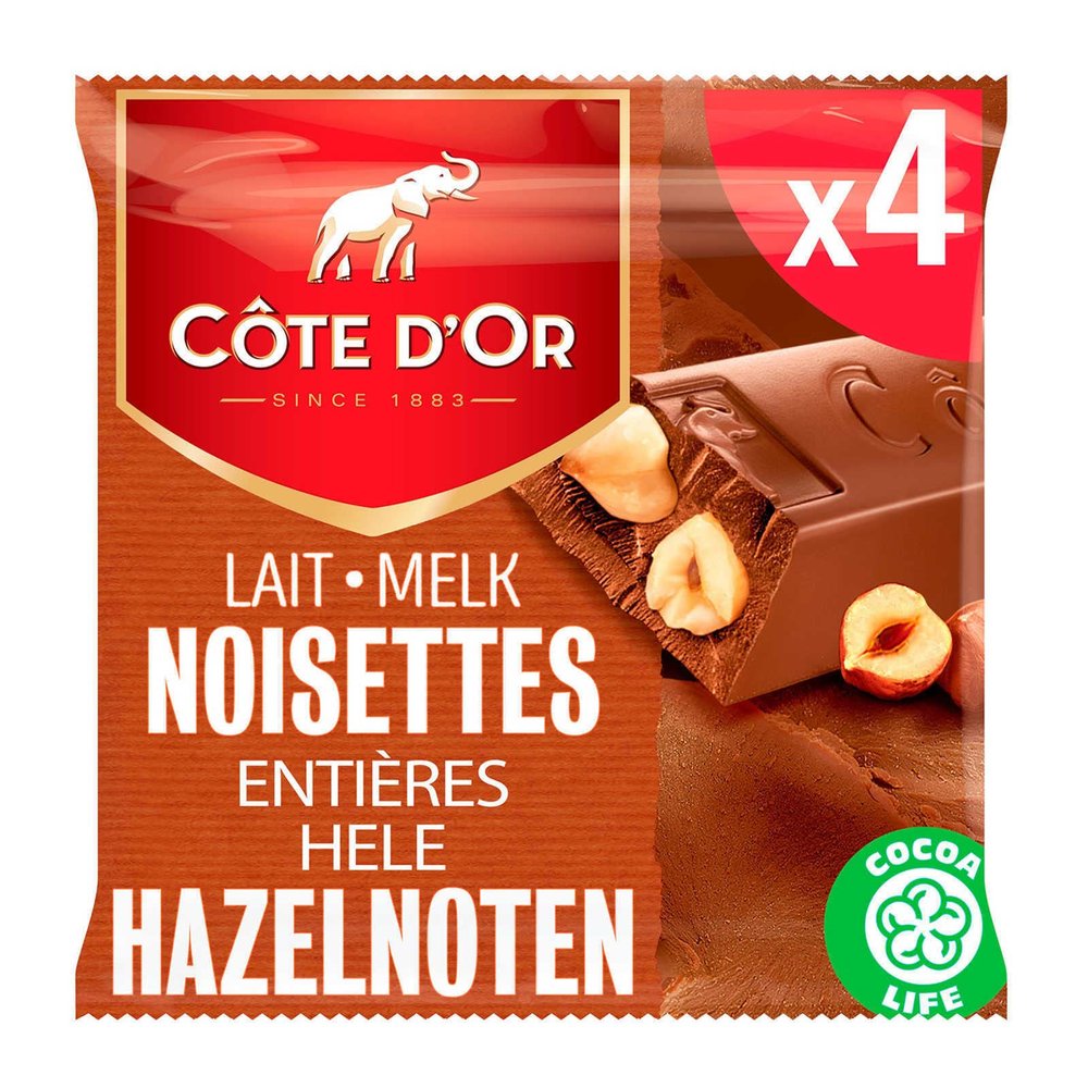 Cte D Or Belgian Chocolate | Milk Chocolate Bar Whole Hazelnuts 4-Pack | Cte D'Or Chocolates | Belgian Chocolates Made In Belgium Cte D'Or | 6,3 Ounce Total