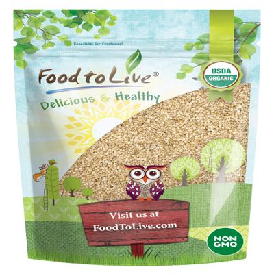 Food to Live Organic Unhulled Sesame Seeds, 2 Pounds  Non-GMO, Whole Natural Raw White Sesame Seeds, Kosher, Vegan, Bulk, Rich in Dietary Fiber, Protein, & Iron. Crunchy Texture. Great for Baking.
