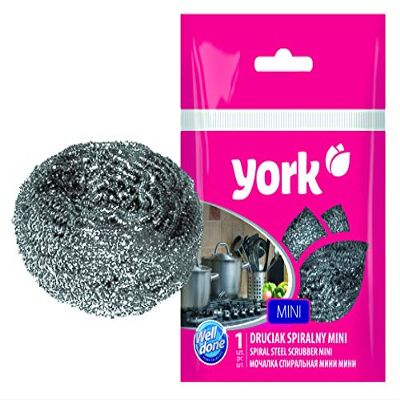 York Spiral Steel Multipurpose Scourer Scrubber - Mini Size for Cleaning Kitchen Dishes, Pots, and Pans, Pack of 6 Pieces, Durable and Effective for Tough Cleaning Tasks
