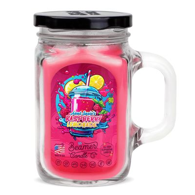 Aunt Suzies Raspberry Lemonade Candle  Strong Scent  Raspberry with Fresh Lemon  Long Lasting 90 Hour Burn  Large 12oz Mason Jar  Made in USA  Beamer Candle Co.