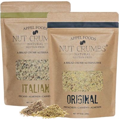 Appel Foods - Nut Crumbs - Bread Crumb Alternative - Gluten Free - Sugar Free - Low Carb - Low Sodium - Raw, Premium Nuts - Italian/Original 2pk