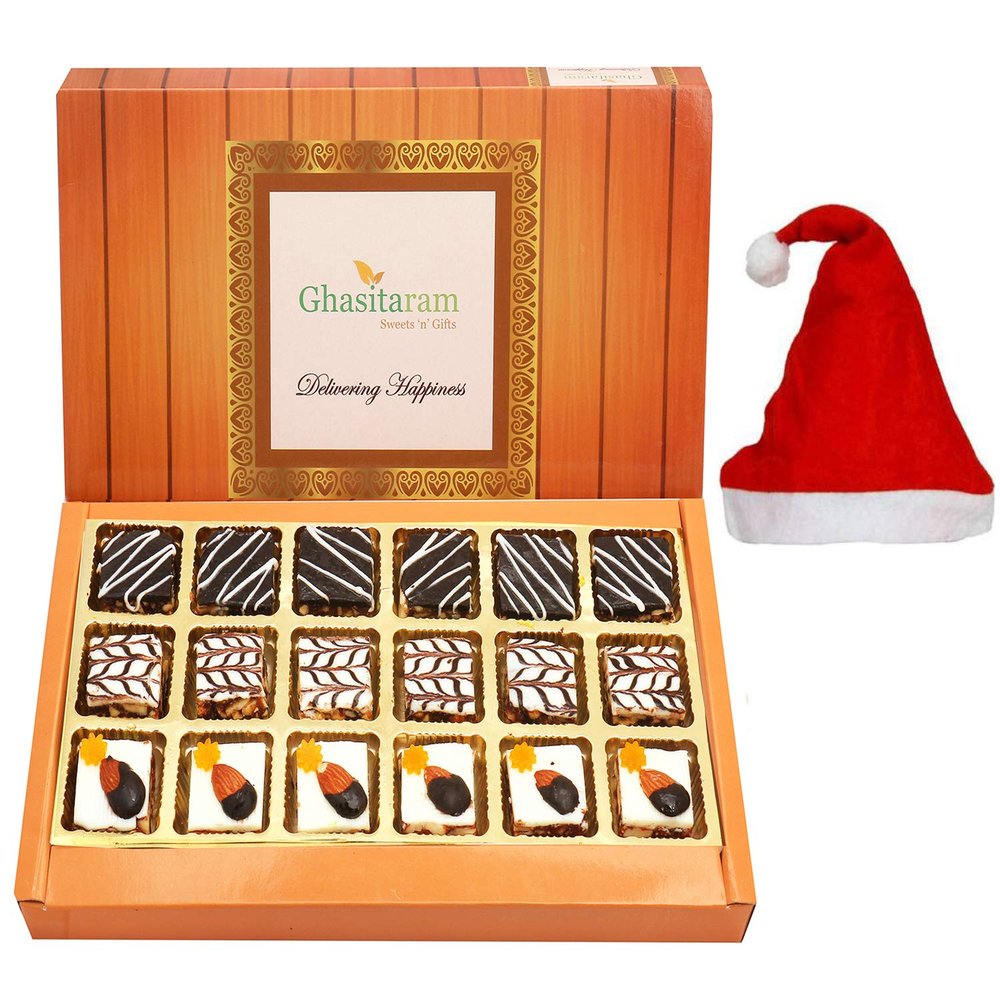 Ghasitaram Gifts Christmas Gifts - Assorted Chocolate Dryfruit Delight Sweets 18 pcs 450 GMS