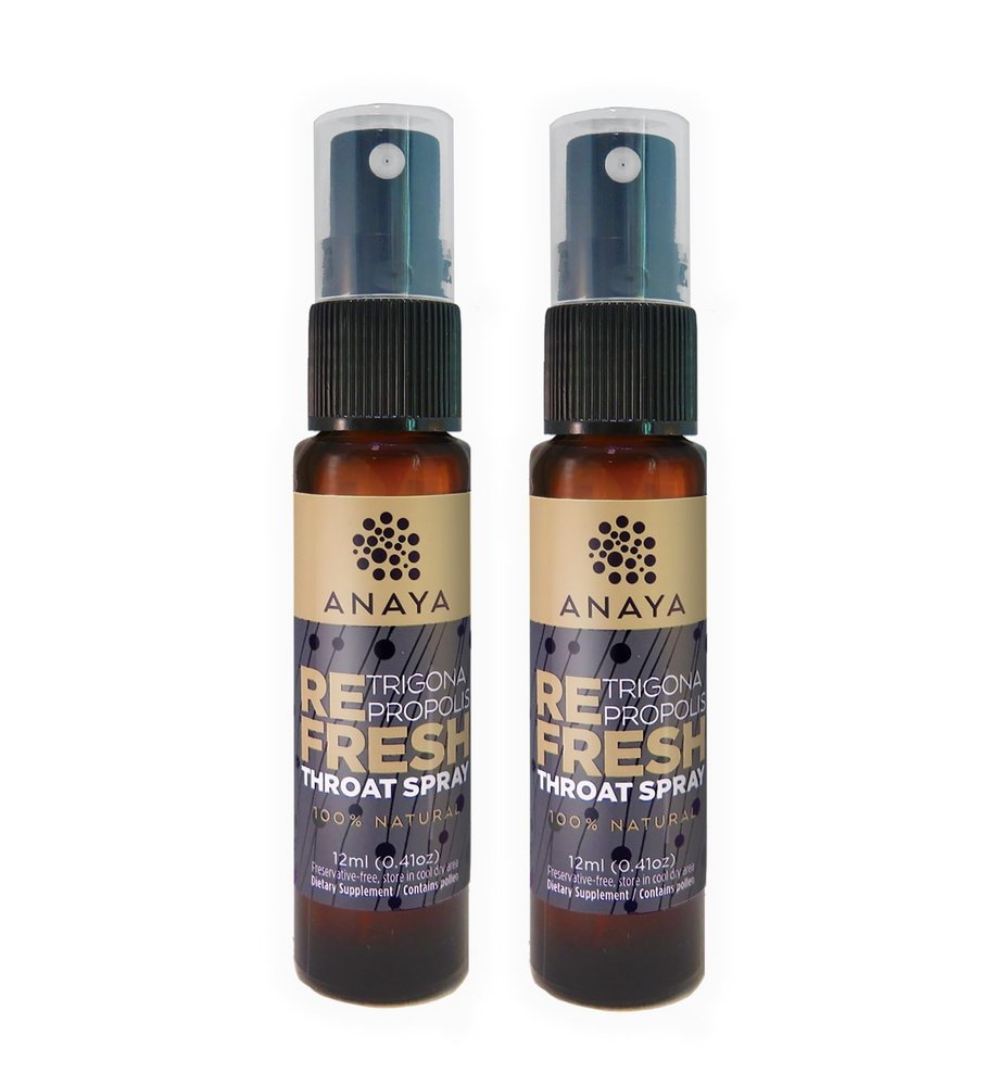 Anaya Trigona Propolis Throat Spray (Pack of 2) (with organically-farmed stingless melipona bee Honey) - 100% Pure Natural Sore Throat Relief, Immune Support, Also for Kids