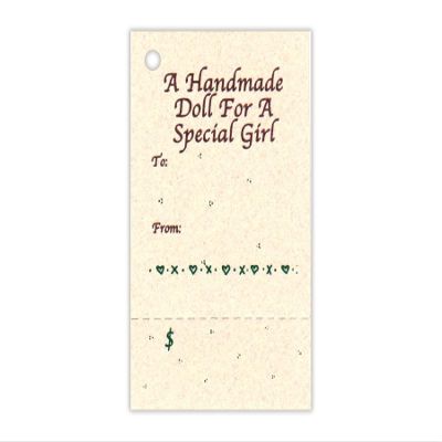 100 Price Tags Handmade Doll & 100 Cut Strings for Crafts & Gifts. Perforated for Price.