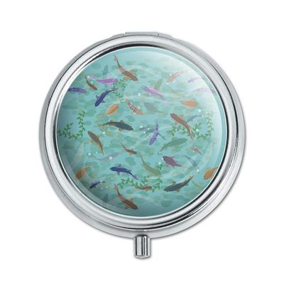 Fish Swimming in River Pattern Pill Case Trinket Gift Box