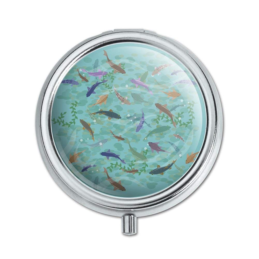 Fish Swimming in River Pattern Pill Case Trinket Gift Box