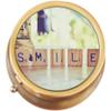 Smile Scrabble Brass Round Pill Box view 1