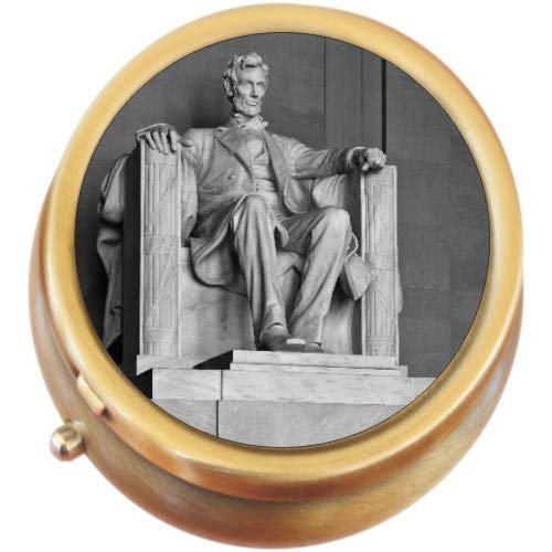 Abraham Lincoln Brass Round Pill Box