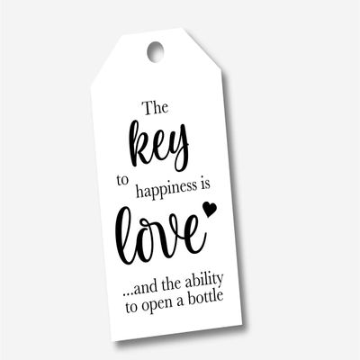 24ct Bottle Opener Favor Tags, The Key to Happiness is Love, Wedding Favor Tags (MLT-649)