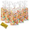 HESTYA Flat Snowflake Clear Cellophane Treat Bags 5 x 11 Inches 50 Counts Block Bottom Patterned Storage Sweet Bags Twist Ties for Christmas Party Favor Bakery Packaging view 1