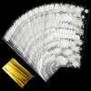 HESTYA Flat Snowflake Clear Cellophane Treat Bags 5 x 11 Inches 50 Counts Block Bottom Patterned Storage Sweet Bags Twist Ties for Christmas Party Favor Bakery Packaging view 3