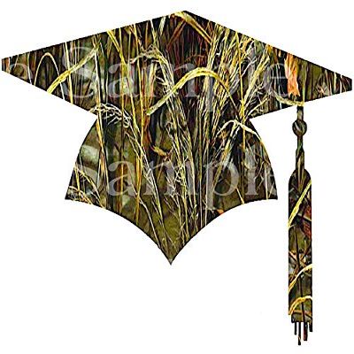 1/2 Sheet - Camo Hunting Graduation Cap Birthday - D24518 - 2D Edible Cake Cupcake Party Topper