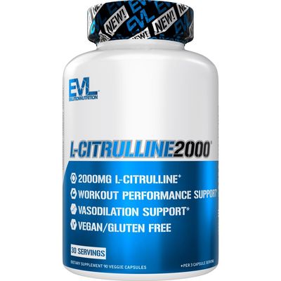 Evlution L-Citrulline2000 Nitric Oxide Supplement for Men Nutrition High Strength L Citrulline Capsules for Enhanced Muscle Strength Recovery and Intense Pumps - Plant Based Nitric Oxide Booster