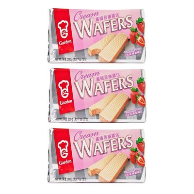 Garden Cream Wafers Strawberry Flavor 200g, 3 Pack