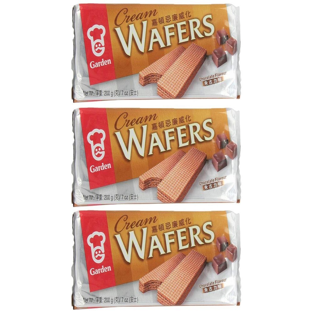 Garden Cream Wafers Chocolate Flavor 200g, 3 Pack