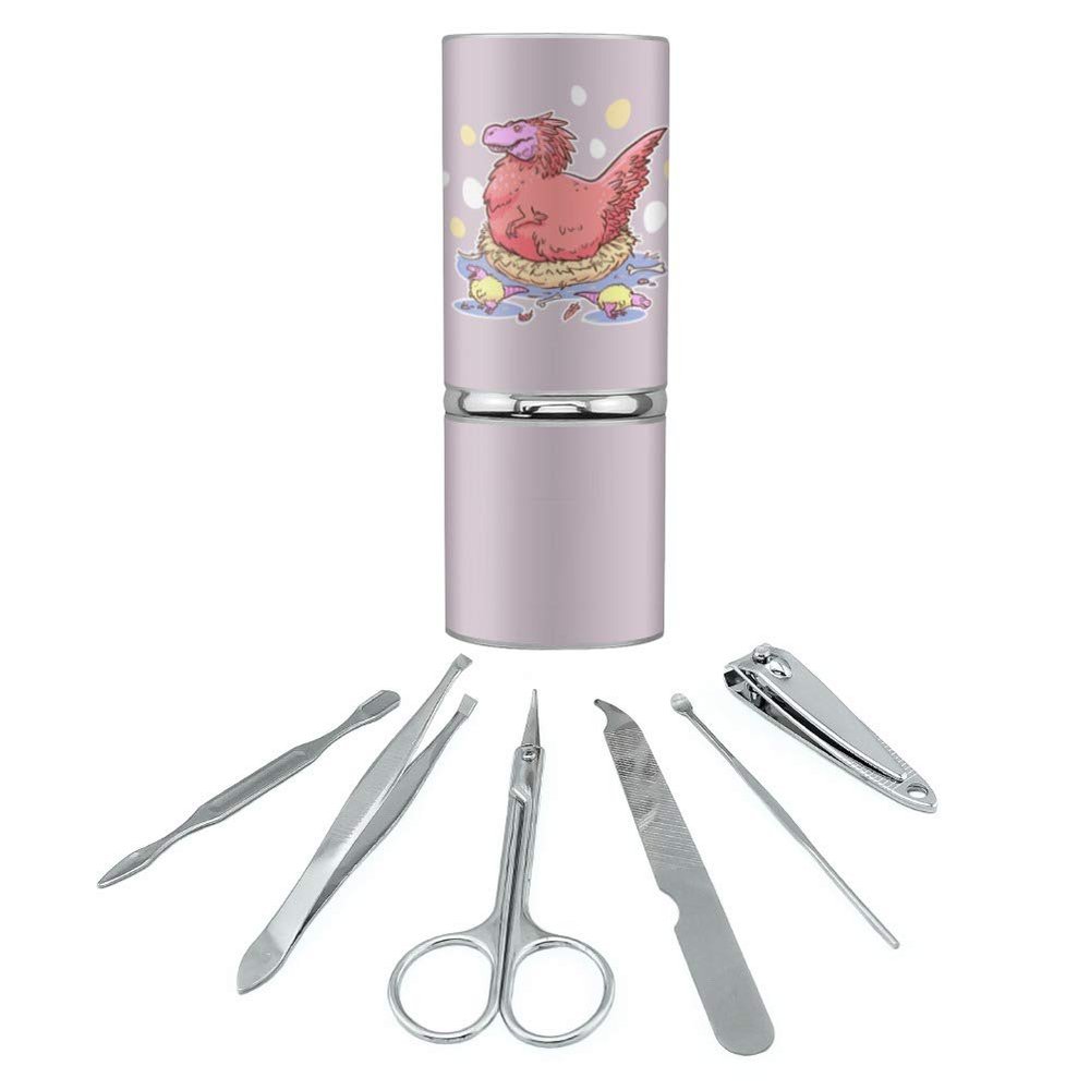 Feathered Tyrannosaurus Rex Dinosaur Nesting With Babies Stainless Steel Manicure Pedicure Grooming Beauty Care Travel Kit