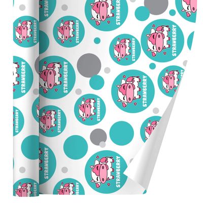GRAPHICS & MORE Cute Kawaii Strawberry Milk Cow Gift Wrap Wrapping Paper Roll