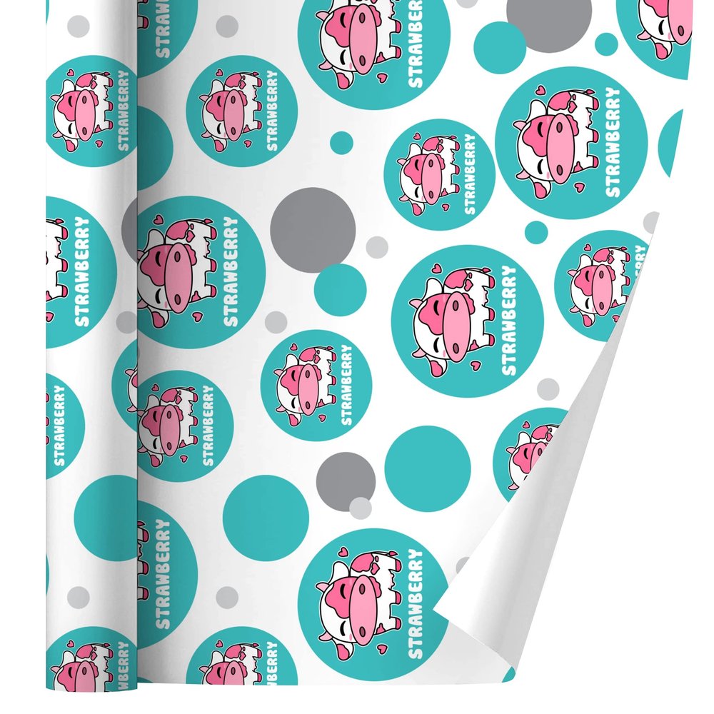 GRAPHICS & MORE Cute Kawaii Strawberry Milk Cow Gift Wrap Wrapping Paper Roll
