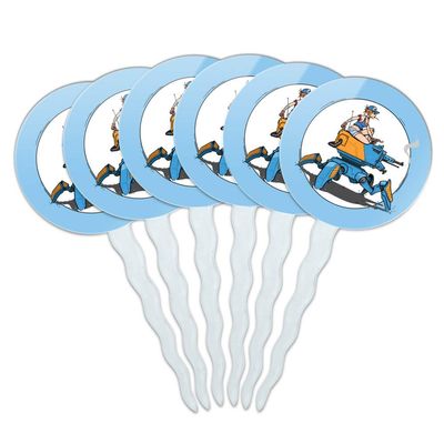 Mechanic Girl Riding Mecha Robot Tank Mech Engineer Cupcake Picks Toppers Decoration Set of 6
