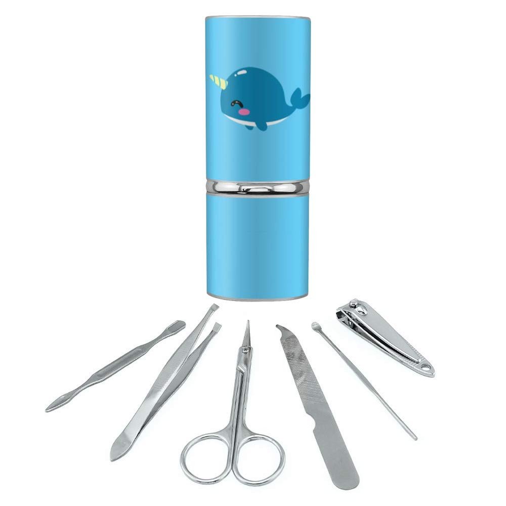 Cute Kawaii Baby Narwhal Stainless Steel Manicure Pedicure Grooming Beauty Care Travel Kit
