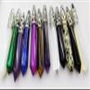10pcs Mixed Gemstone Genuine Clear White Quartz Natural Onyx Gemstones Long Hexagonal Pointed Healing Reiki Chakra Silver Pendant 18inch view 1