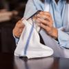 Bulk Economy Wholesale Kitchen Dish Towels (100 Towels) - 100% Cotton Herringbone - Commercial Grade - Bleach Resistant - Restaurant Bar Mops - 24 oz/dz - White with Blue Stripes (Blue, 100) view 2